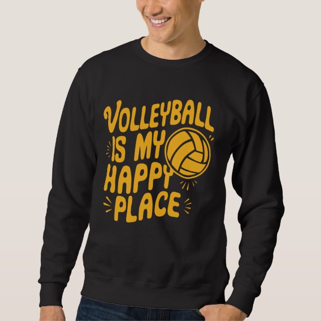Moletom Voleibol É Meu Lugar Feliz - Volleyballer (Frente)