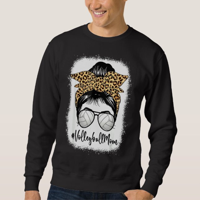 Moletom Voleibol Mãe Leopardo Mensagem de Dia de as mães (Frente)