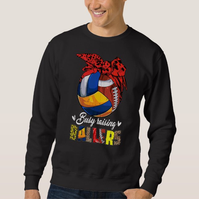 Moletom Voleibol Mamãe de futebol Mamãe Ocupada Fazendo Ba (Frente)