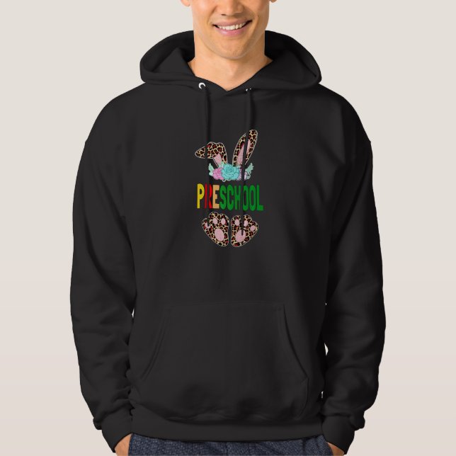 Moletom Voltar às Flores de Pré-Escola Bunny Leopard Menin (Frente)