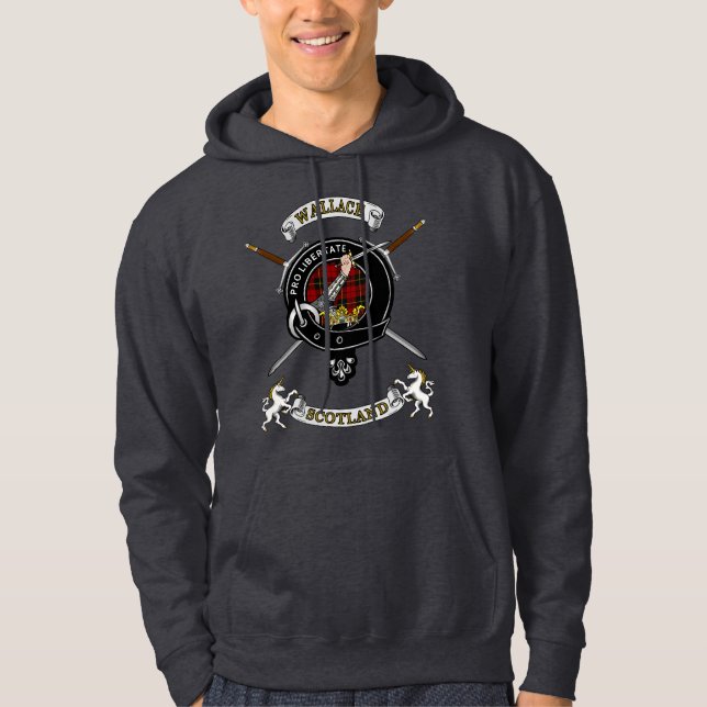 Moletom Wallace Clan Badge Tartan & Swords Hoodie (Frente)
