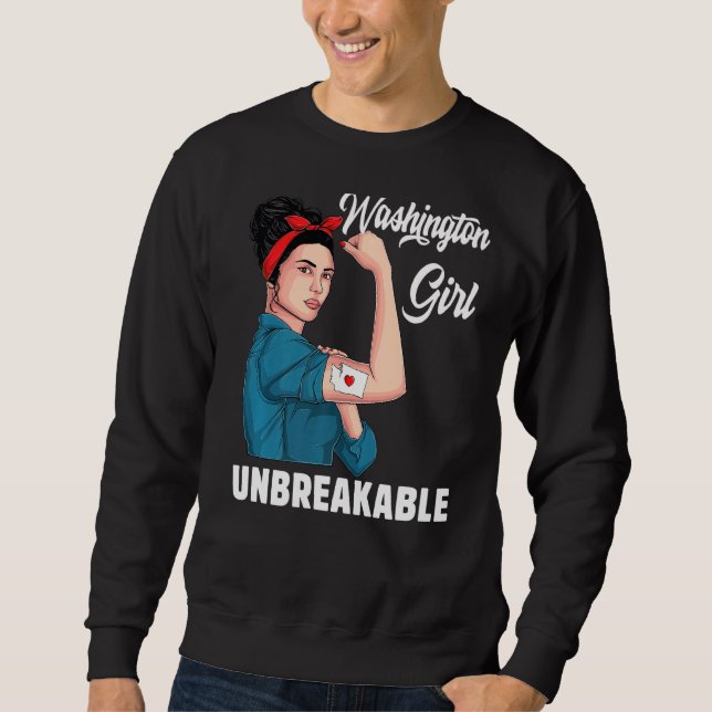 Moletom Washington Girl Uninterrupable State Map Flag Souv (Frente)