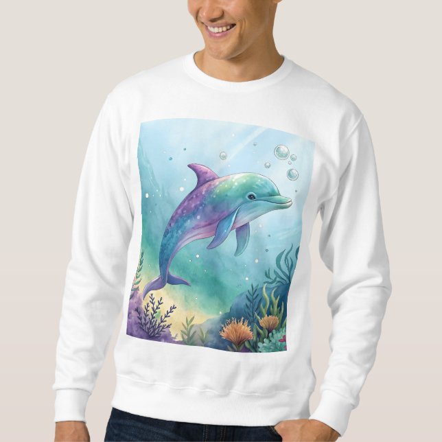 Moletom Watercolor painted dolphin (Frente)