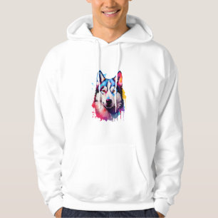 Moletom Watercolor Siberian Husky Colorir Art