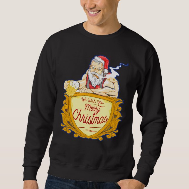 Moletom We Wish you Merry Christmas costumes Santa Claus (Frente)