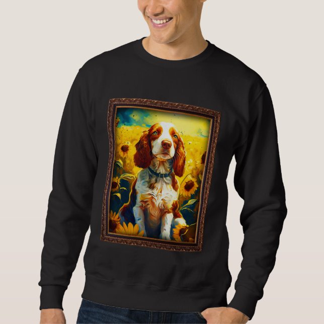 Moletom Welsh Springer Spaniel Painting Sunflower Flower M (Frente)