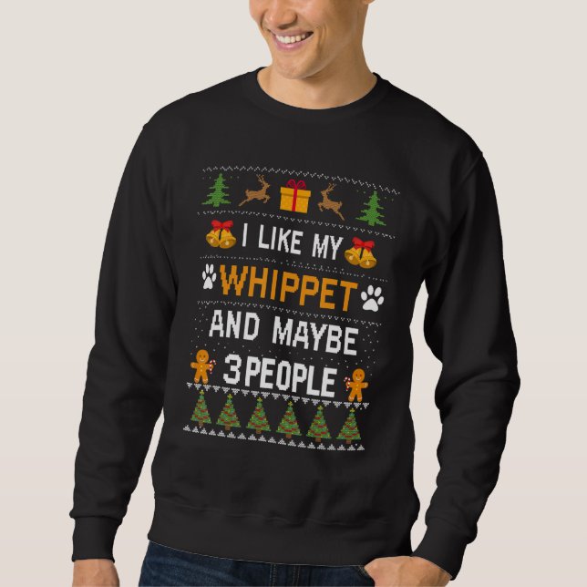 Moletom Whippet Dog Owner  Whippet Ugly Christmas Sweater (Frente)