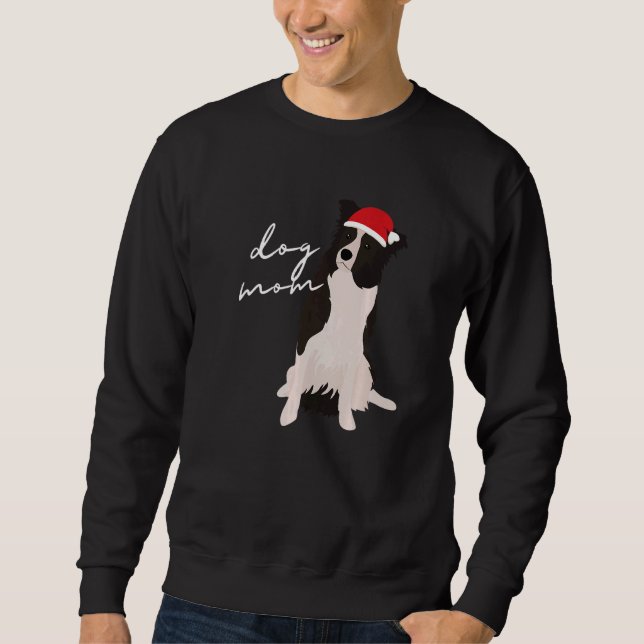 Moletom White & Black Border Collie Dog Mom Christmas (Frente)