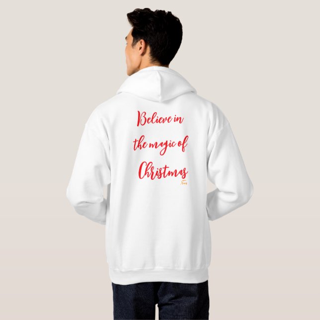 Moletom White xmas com capuz básico, masculinos, personali (Parte Traseira Completa)