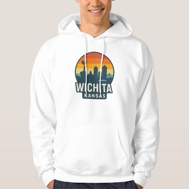 Moletom Wichita Kansas Skyline Sunset | Cidade Retroativa  (Frente)