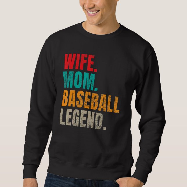 Moletom Wife Mom Baseball Legend Baseball Mom (Frente)