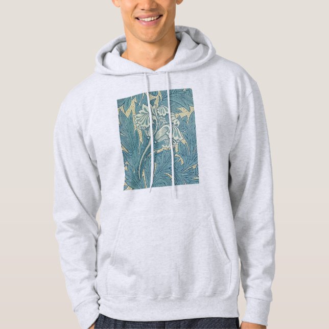 Moletom William Morris Clássico Tulipa Azul Floral (Frente)