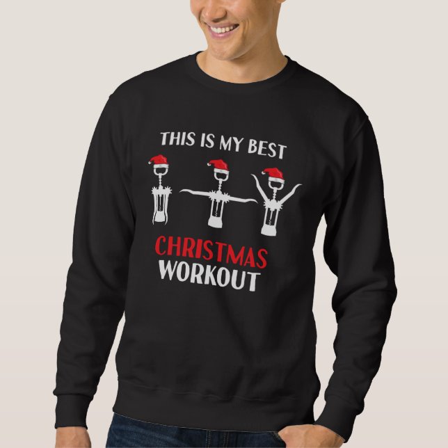 Moletom Wine Workout Gym Christmas Corkscrew Sparkling Win (Frente)