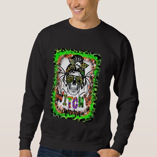 Moletom Witchy Mama Halloween Skull Witch Mamãe Mulheres L (Frente)