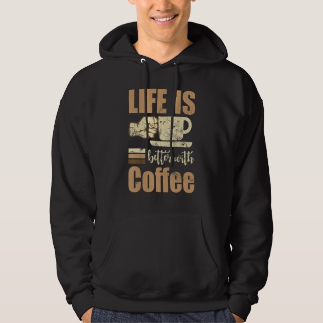 Moletom With Coffee Distressed Grunge Coffee Graphic (Frente)