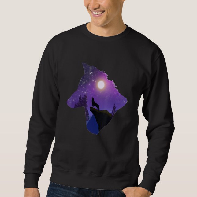 Moletom Wolf Howling At The Moon Design (Frente)
