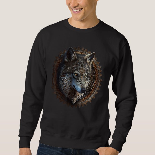 Moletom Wolf Mandala Amantes de os animais Art Animal Wolf (Frente)
