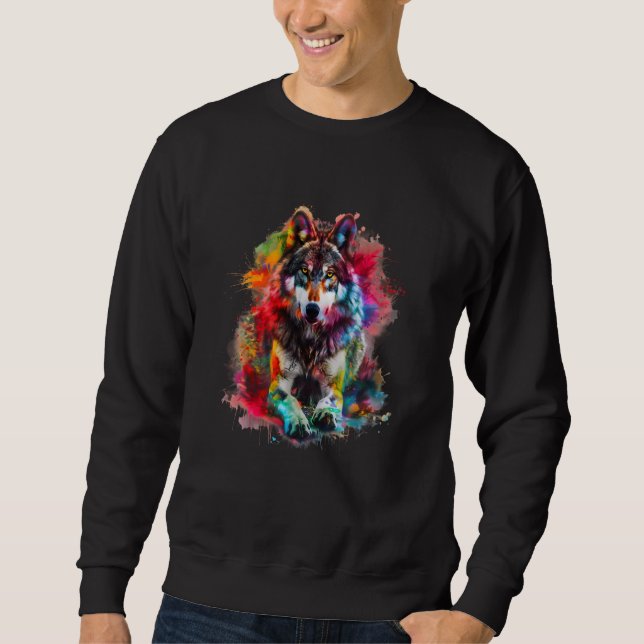 Moletom Wolf Motif Forest Amante de os animais Art Wild An (Frente)