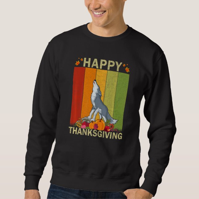 Moletom Wolf  Retro Graphic Family Matching Thanksgiving (Frente)