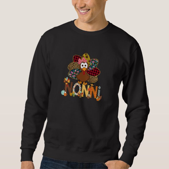 Moletom Womens Fall Turkey Nonni  Thanksgiving Doodle Gran (Frente)