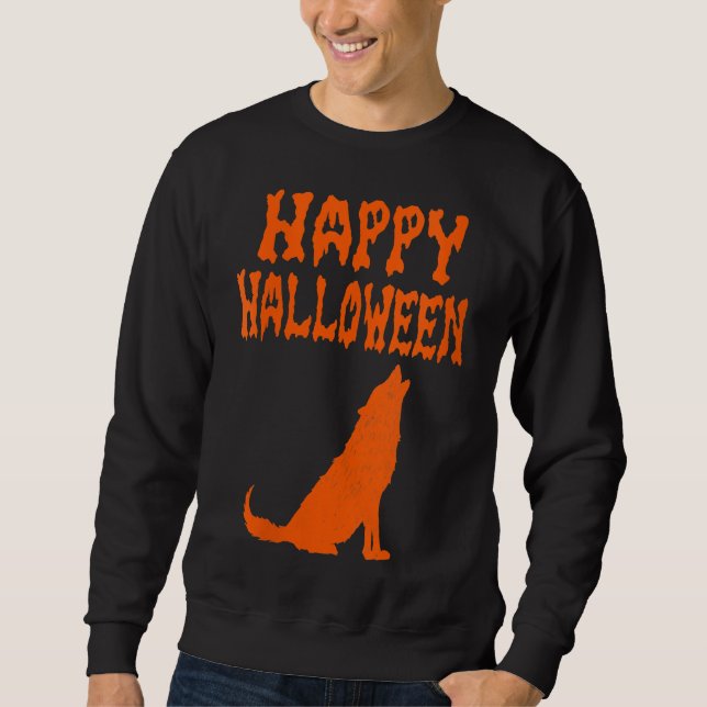 Moletom Womens Halloween Wolf Hallow Graveyard Pumpkin (Frente)