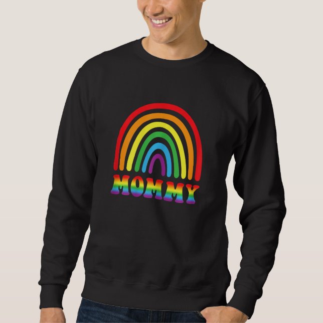 Moletom Womens MOMMY Rainbow LGBT Flag Gay Pride Month Les (Frente)
