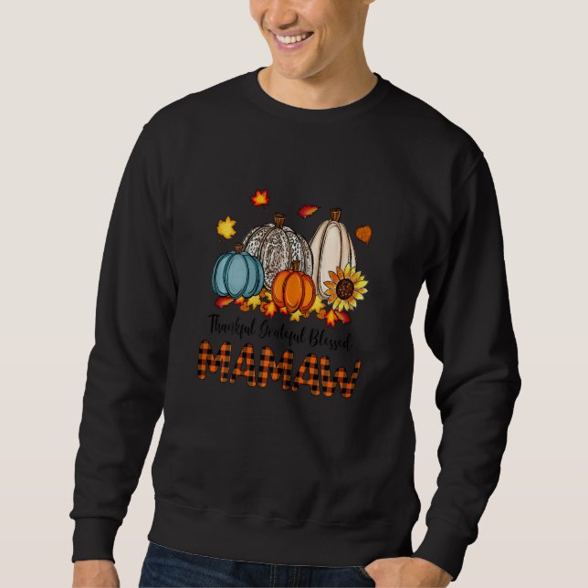 Moletom Womens Thankful Grateful Blessed Mamaw Pumpkins Fa (Frente)
