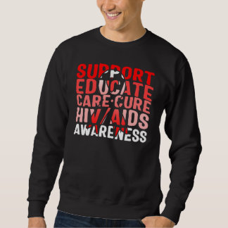 Moletom Word Aids Days Support Educate Care Cure Red Aware