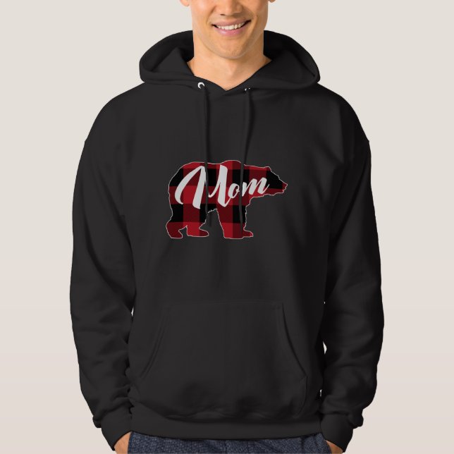 Moletom Xadrez Vermelha Engraçada, Roupa do Urso Buffalo,  (Frente)