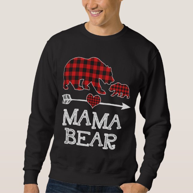 Moletom Xadrez Vermelha Mama Urso Um Cubo Correspondendo B (Frente)