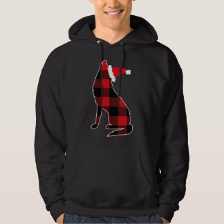 Moletom Xadrez Vermelha Wolf Santa Hat Natal Pajama Wolf L