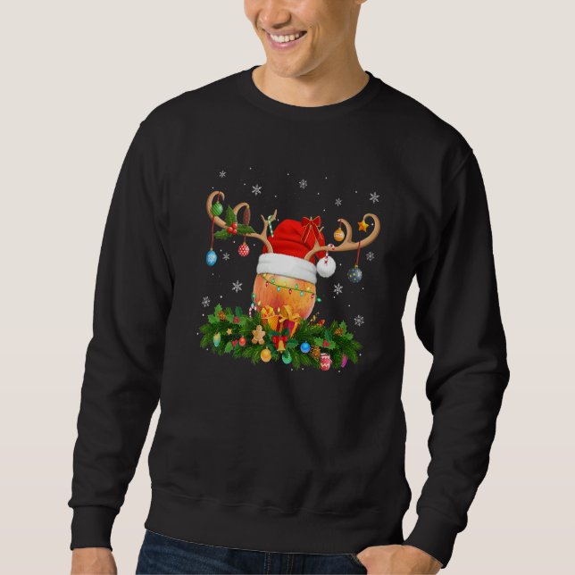 Moletom Xmas Holiday Reindeer Hat Santa Peach Fruit Christ (Frente)