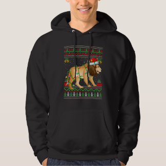 Moletom Xmas Lights Ugly Sweater Style Santa Mountain Lion