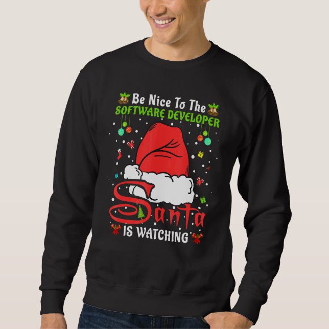 Moletom Xmas Pajamas Be Nice To The Software Developer Chr (Frente)