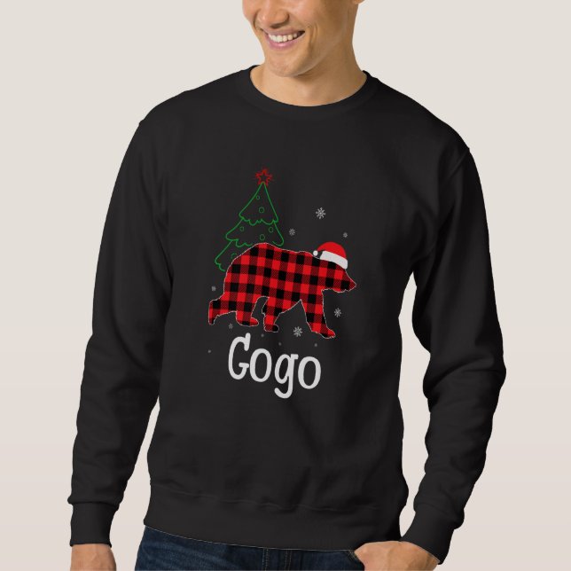 Moletom Xmas Red Plaid Gogo Bear Ugly Christmas Sweater (Frente)
