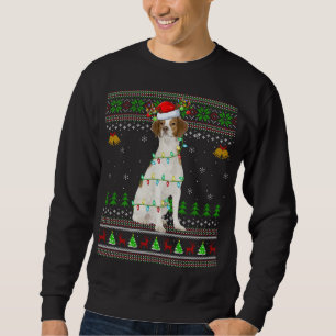 Moletom Xmas Reindeer Santa Hat Brittany Spaniel Dog Ugly