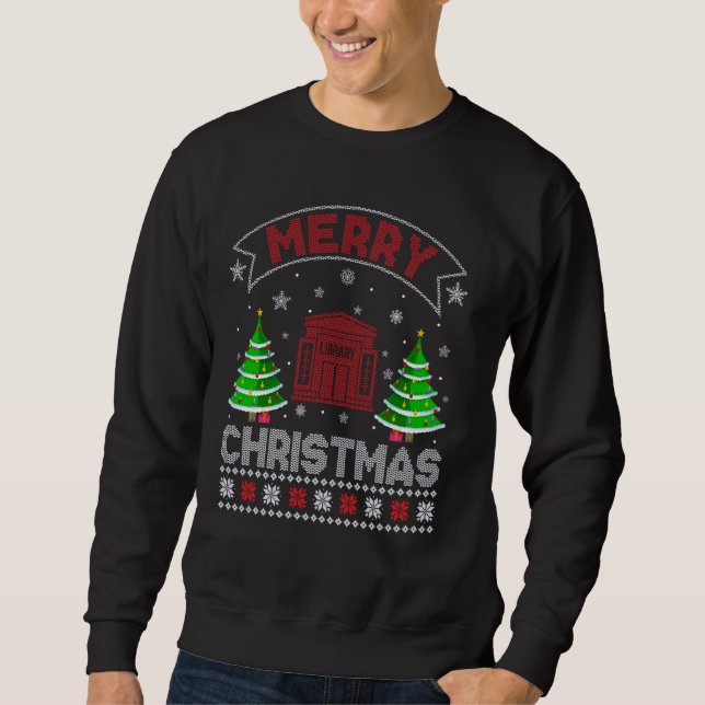 Moletom Xmas Tree Lighting Men Biblioteca Feia de Christma (Frente)