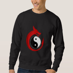Moletom Yin e Yang Dragon Fantasy Asian Magic Mito Vermelh