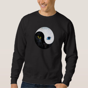 Moletom Yin Yang Face Cat Meditação Yoga Black E White