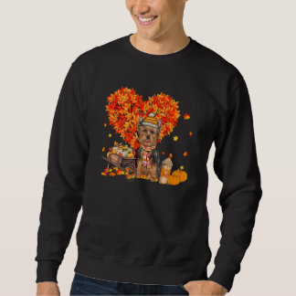 Moletom Yorkie Autumn Tree Fall Leaves Pumpkin Dog
