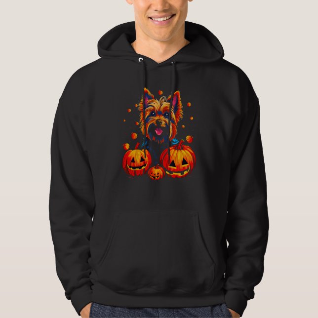 Moletom Yorkie Dog Yorkshire Terrier Halloween Pumpkin (Frente)