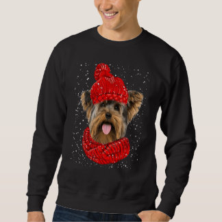 Moletom Yorkshire Terrier Red Winter Hat Christmas Scarf D