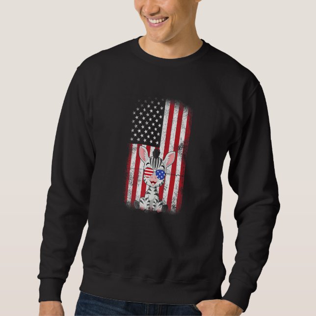 Moletom Zebra American Flag Boys Raparigas Mulheres Quarto (Frente)