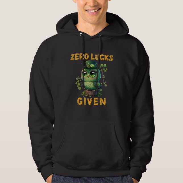 Moletom Zero Lucks Given  Cute Owl St Patricks Day Party W (Frente)