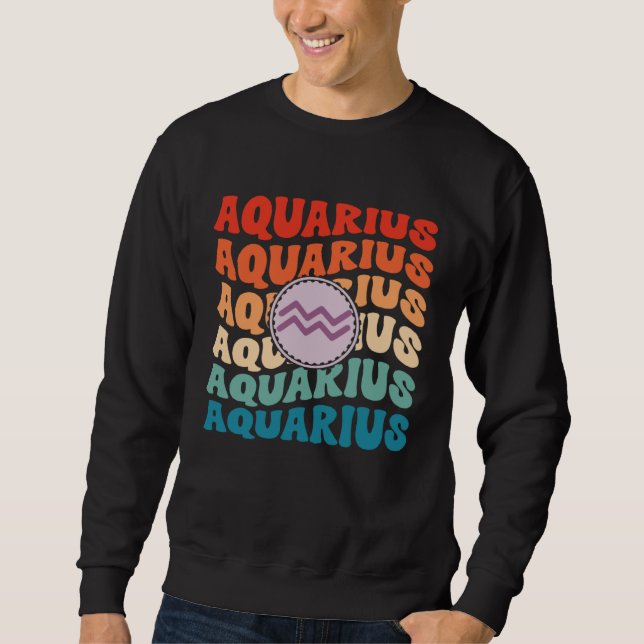 Moletom Zodiac Aqiarius Horoscope Retro Groovy Aquarius Zo (Frente)