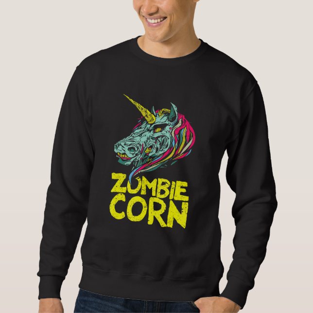 Moletom Zombiecorn Unicórnio Zumbi  Animal de Halloween Es (Frente)