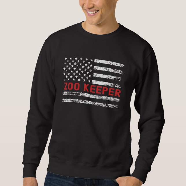 Moletom Zoo Keeper USA Flag Profession Retro Job Title (Frente)