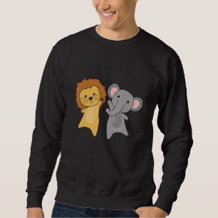 Moletom Zoológico De Leão-Elefante Cute Animais Para Crian