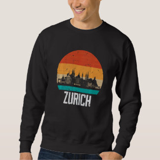 Moletom Zurich Switzerland Retro Vintage Sunset Skyline Zu