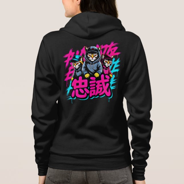Moletons de Gato de Rua Edgy para Mulheres (Verso)
